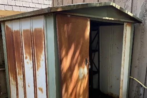 Rusted shed.